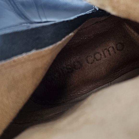 Corso Como Classic Black Leather Knee High Buckled Riding Boots Size 7.5M - Picture 10 of 16